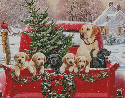 

11CT/14CT DIY Embroidery Cross Stitch Kits Craft Needlework Set Canvas Cotton 75-christmas dog 83-68