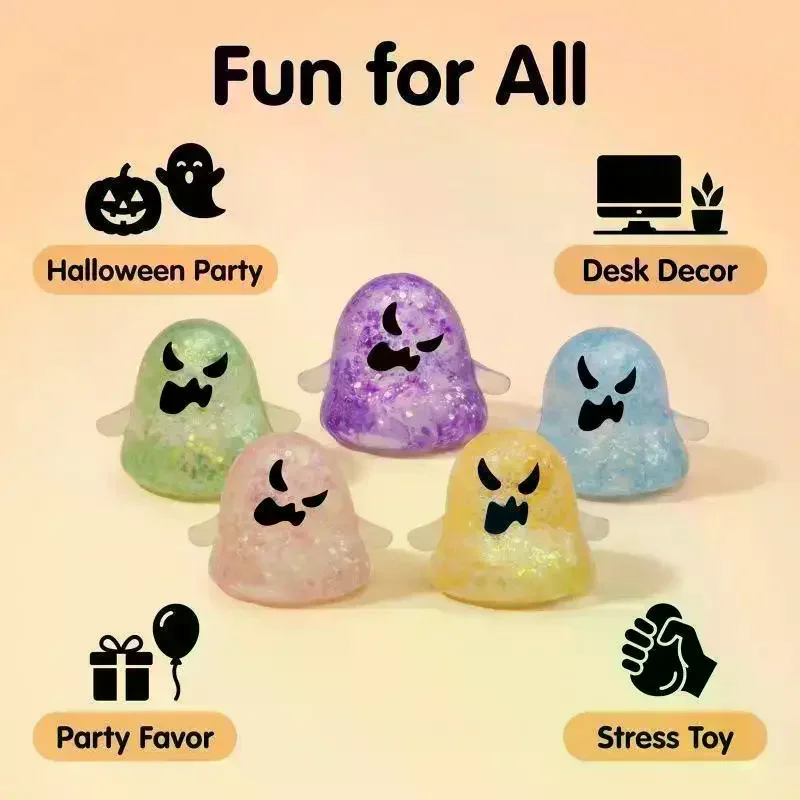 2026 Halloween New Ghost Pinch Toy Maltose Squeezing And Ventilating Toy In Stock Grip And Stress Relief Gift Box Set