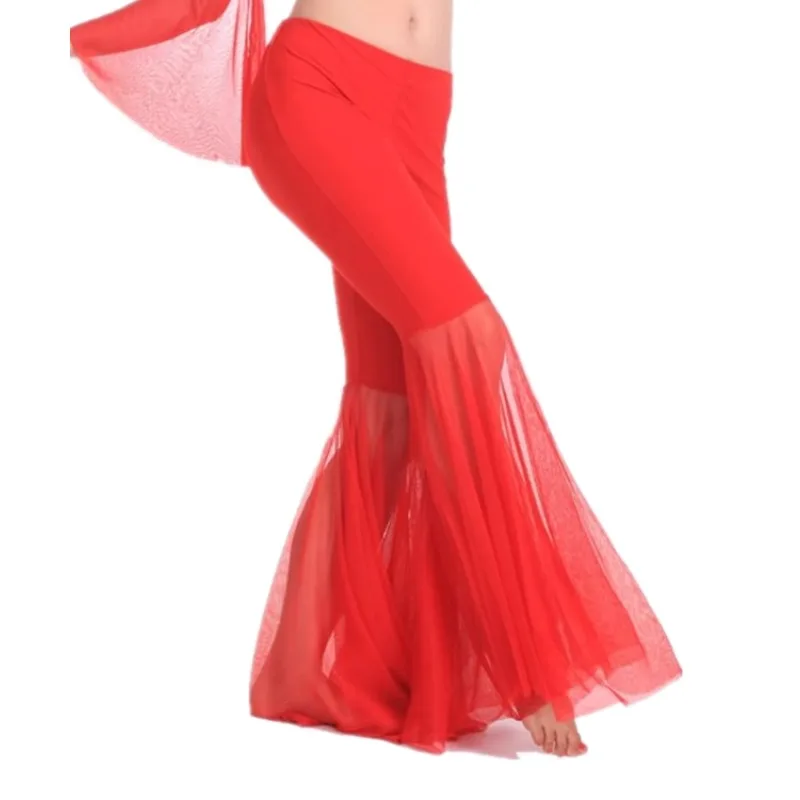 أزياء الرقص الشرقي المخصصة سراويل ممارسة الرقص الهندي الشبكية أزياء أداء الرقص الشرقي سراويل نسائية على شكل جرس