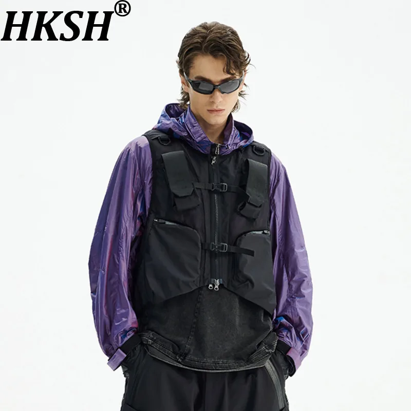 

HKSH Summer Autumn New Man Tide Dark Punk Waistcoat Functional Outdoor Tactical Pocket Breathable Vest Chic Ins Tank Top HK10307