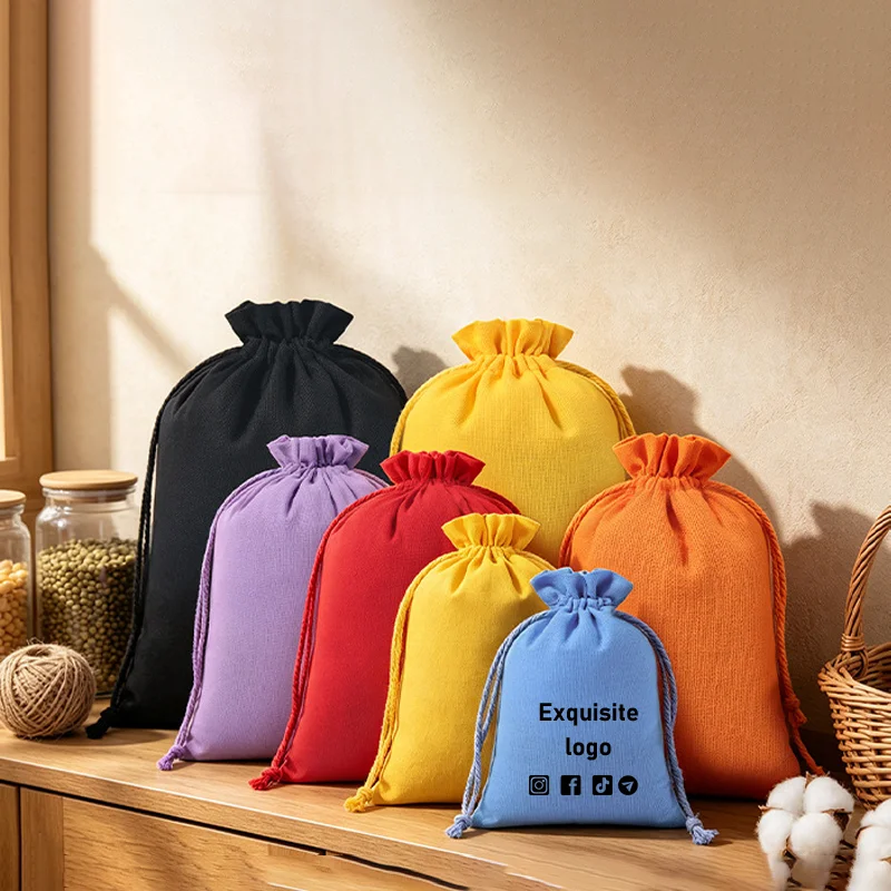 100-sacs-a-cordon-colores-sacs-en-coton-sacs-d'emballage-sacs-de-rangement-anti-poussiere-sacs-en-coton-pur-ecologiques-logo-personnalisable