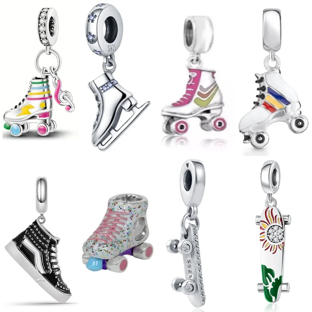 

Модный серебряный шарм 925 пробы, роликовые коньки, подвеска для скейтборда, подходит для оригинального браслета для мальчиков и девочек, ювелирные изделия, сделай сам, изготовление подарочных аксессуаров