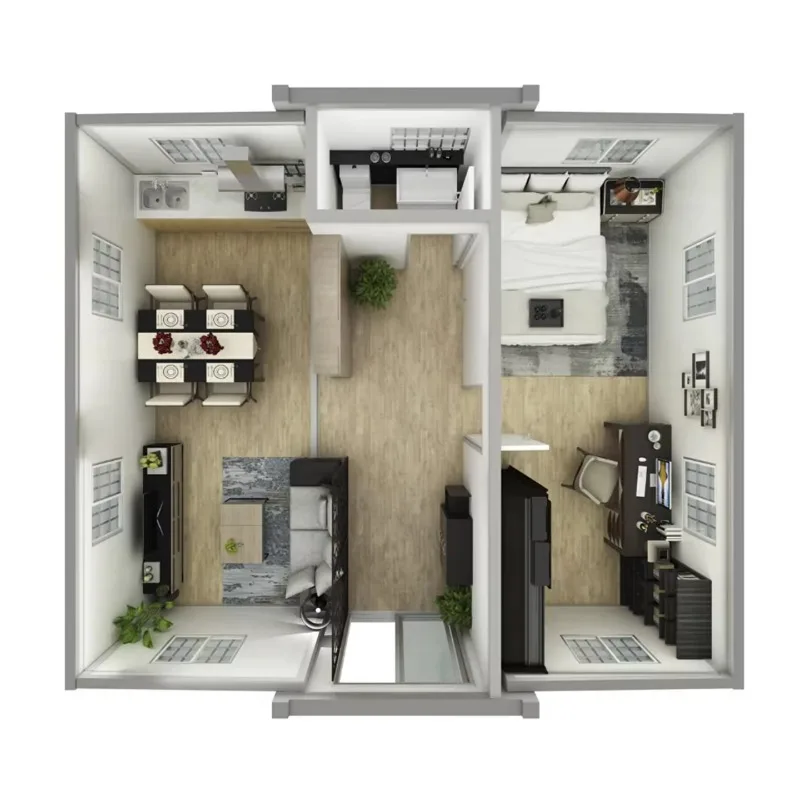 Modern Steel Container Mobile Villa & Hotel Expansion House with Double Wing Folding Design Waterproof Modular Expandable