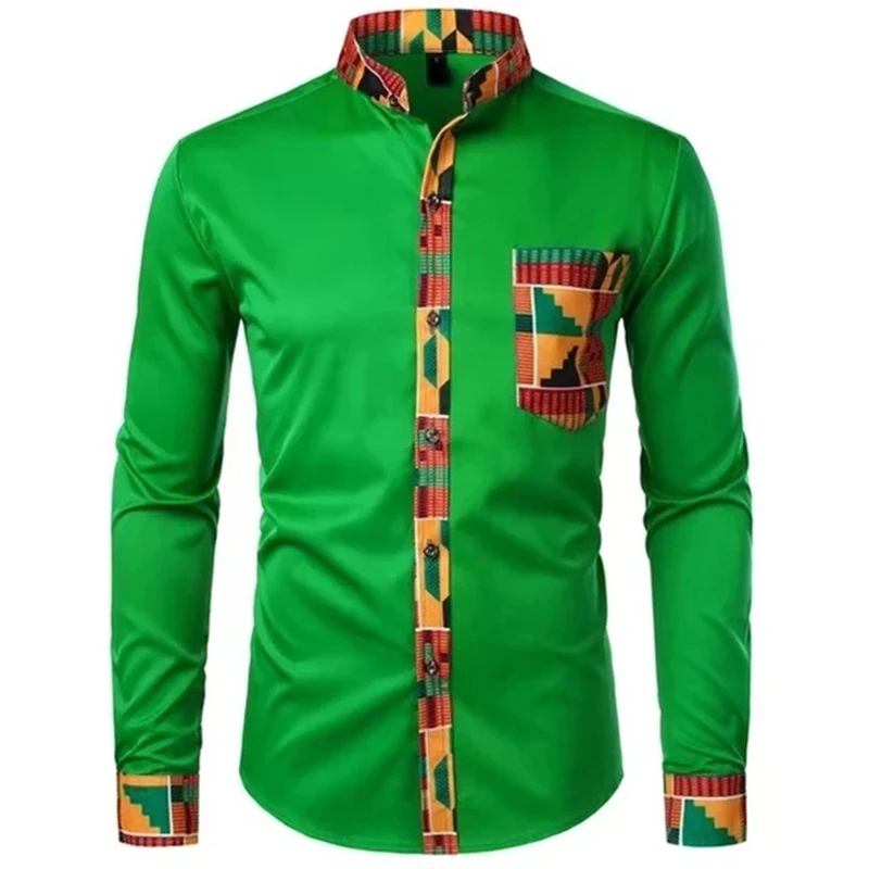 Men's shirts 3D printed shirts for daily outings, lapels for fashionable long sleeved clothing, fashion designers for leisure