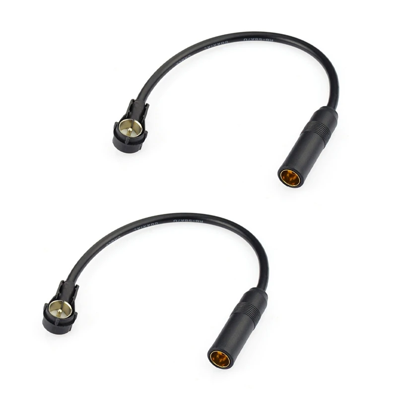 2X Car AM FM DAB Radio Aerial Antenna Coax 30Cm Adapter Lead DIN 41585 To ISO Plug For  SEAT SKODA SMART Ford