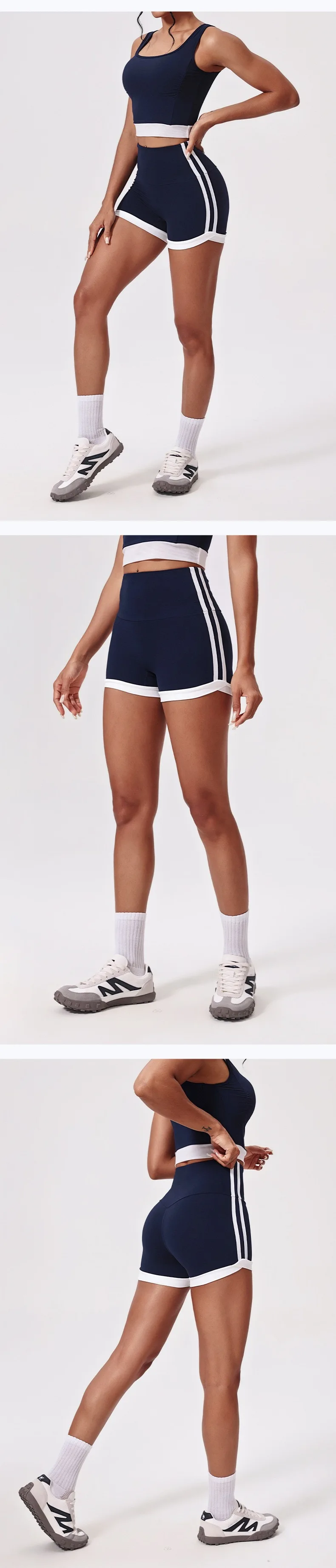 Damen High-Waist Scrunch Butt Yoga-Shorts, atmungsaktiv, Bauchkontrolle, Anti-Squat, Pilates, Fitness, Workout, Biker-Shorts – Detail 7