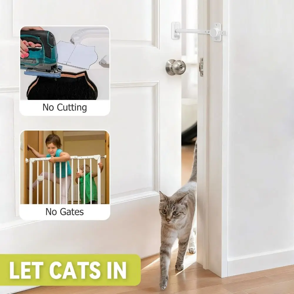 

NEW Pet Proof Door Stopper Secure Locking Adjustable Cat Door Holder Uniersal Door Latch Nursery