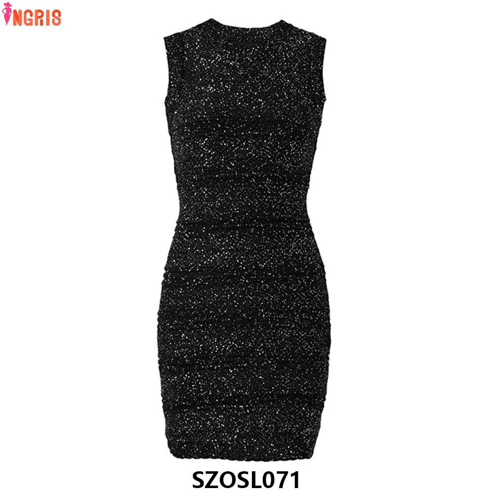

Spring 2025 new sequin fabric luxury women's party dress slim fit women's casual wear women's clothing-SZOSL071