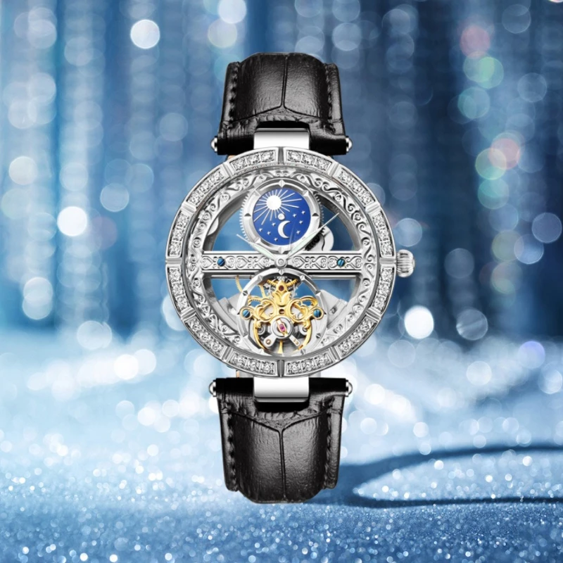 New luxury quartz watch fashionable and simple trend hollow music symbol student automatic waterproof mechanical women's watch