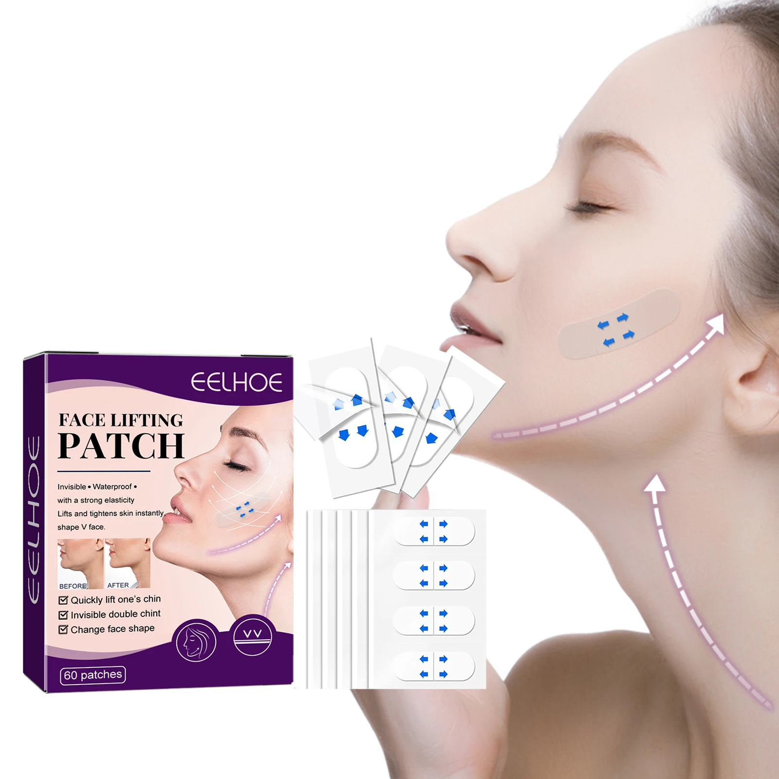 Face Care Facial Care Patch, V-Shape Chin Slimming Patch, Breathable Invisible Lifting Patch