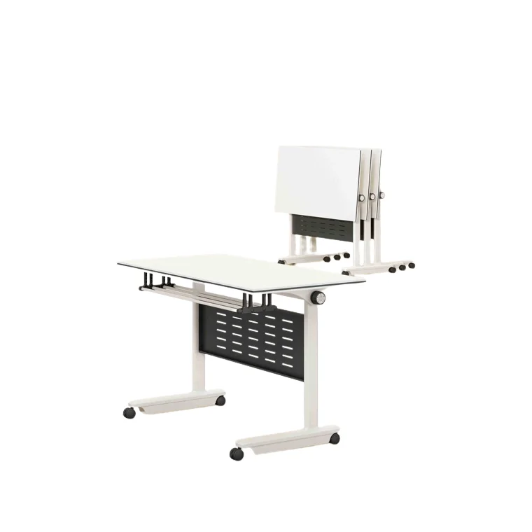 Modern Steel Flip Top Folding Desk with Optional Power Sockets
