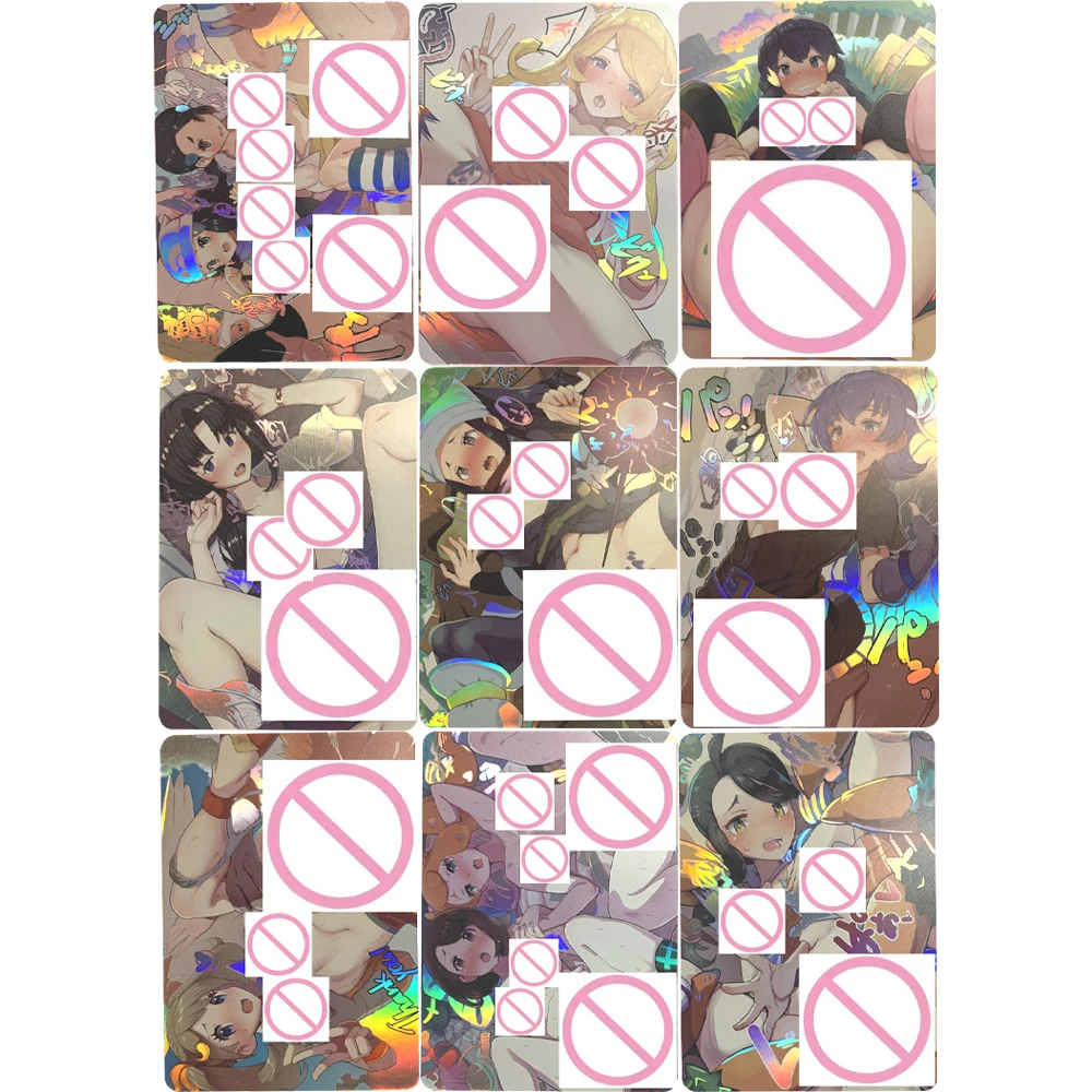 

Anime Waifu Sexy Naked Collection Card PTCG Lillie Dawn Lusamine Naked Big Breasts Girl Card Refractive Color Flash Otaku Gifts