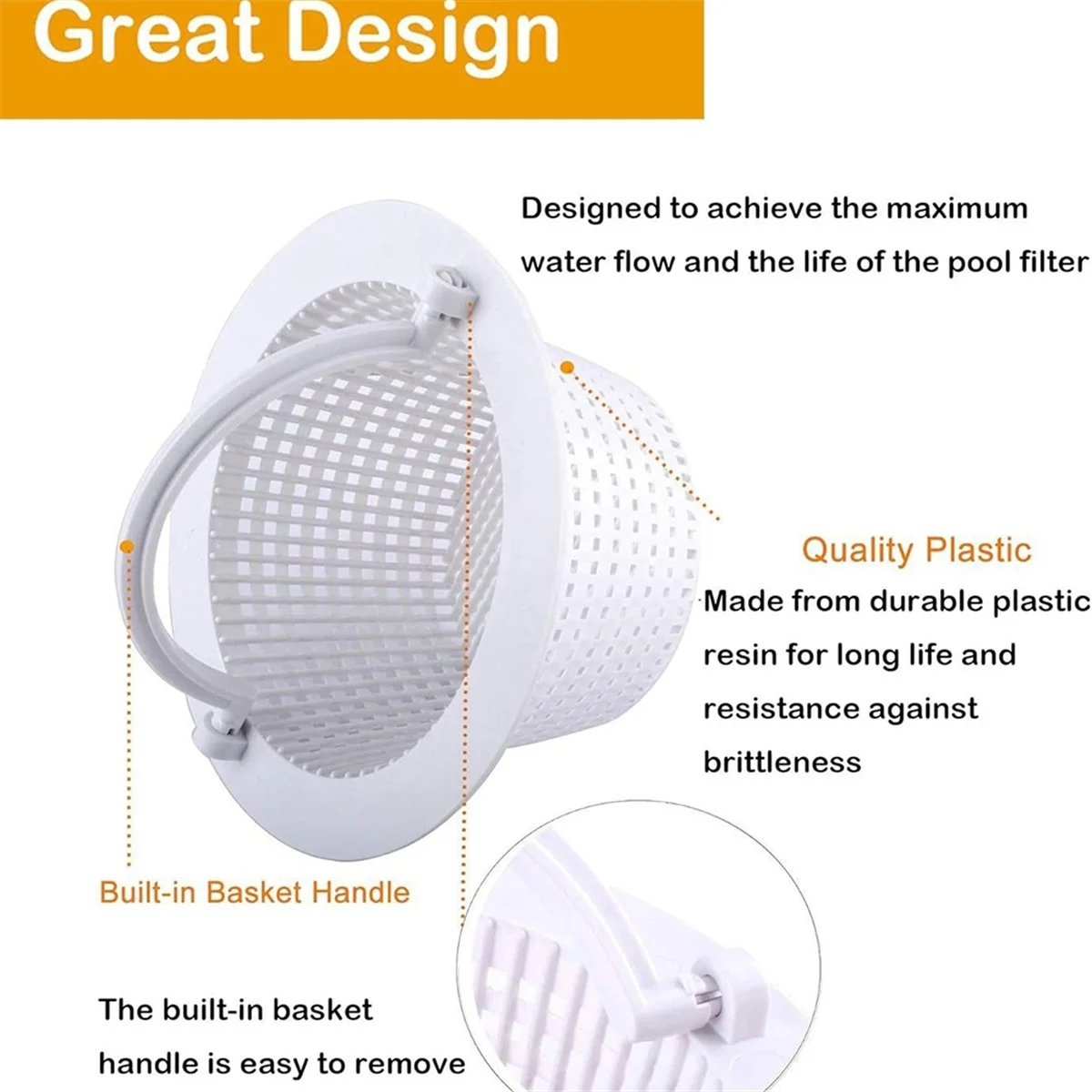 

Pool Skimmer Filter Basket Cleaning Accessories Wall Drain Accessories Handle Filter BasketJAS