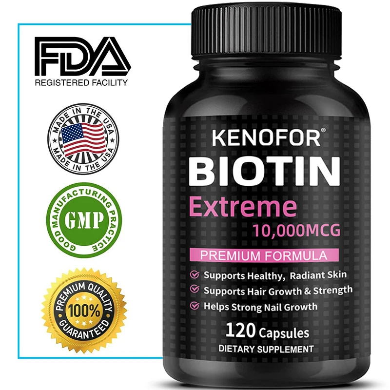 Biotin Capsules 10,000mcg - Maximum Strength, Promotes Healthy Hair, Skin, Nails, Bone and Joint Health