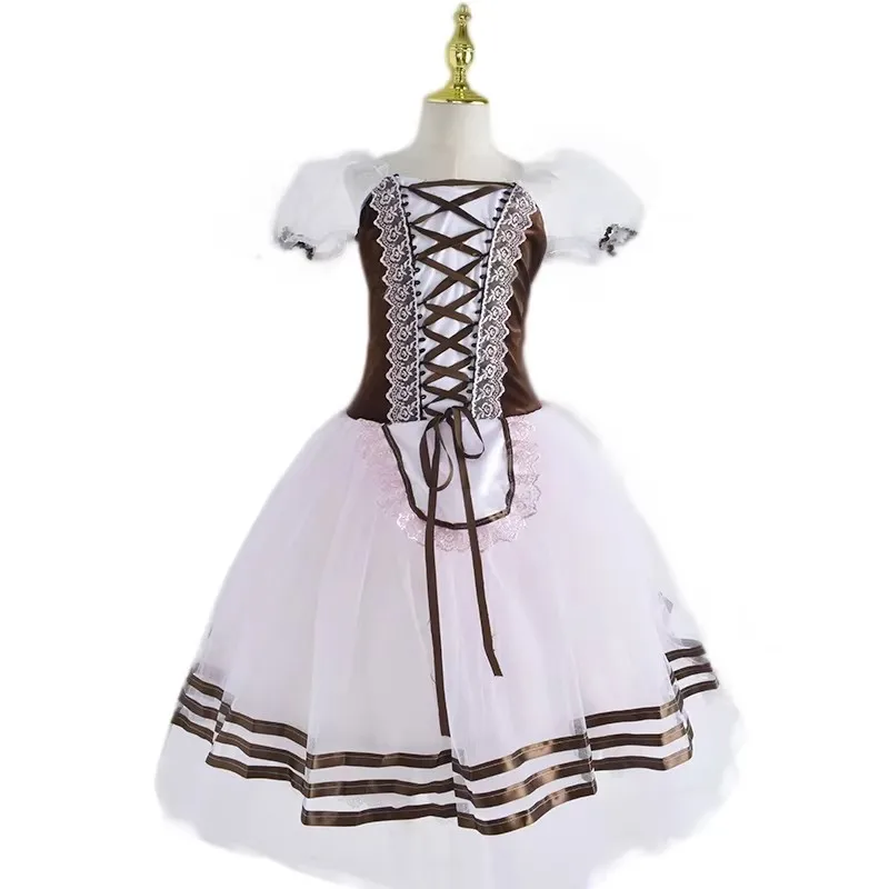 

Long Ballet Dress Girls Puff Sleeve Pink Dance Leotard Performance Wear Adult Children Ballet Skirts Contemporary Dance Costumes
