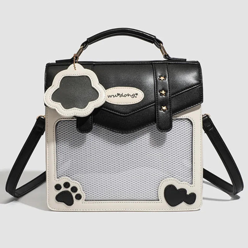 Dog Paw Love Star Itabag Backpacks Y2K English Transparent Crossbody Anime Badge High Capacity Backpacks Women's Handbag New