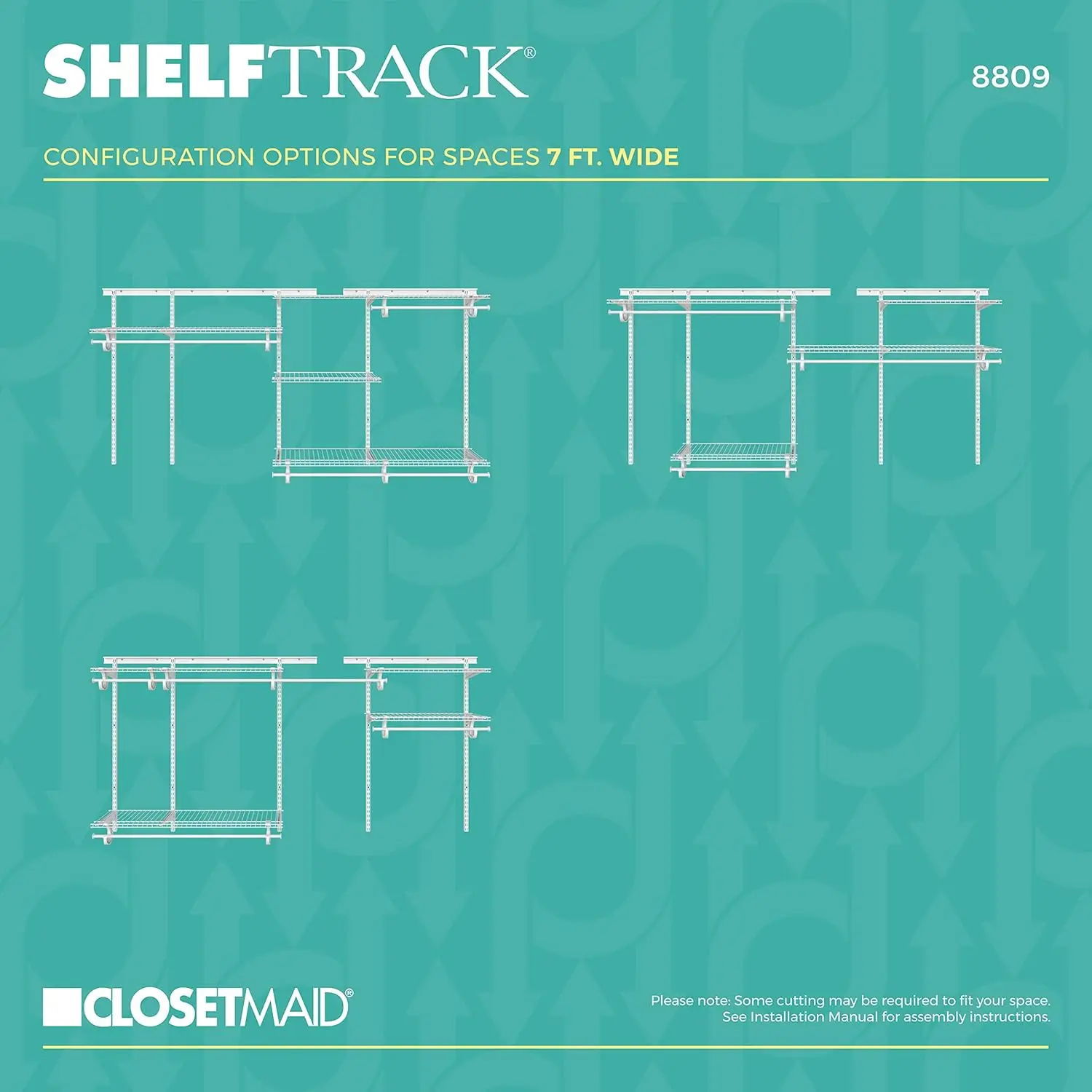 Shelftrack-sistema organizador de armario de alambre, ajustable de 5 a 8 pies, Con estantes, varillas para ropa, herrajes, acero duradero, blanco