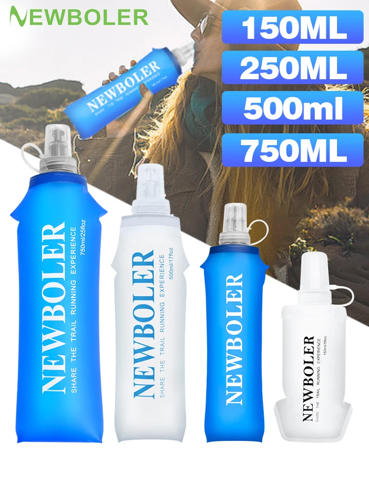 Miękka składana butelka na wodę 250/500/750 ml do biegania, do plecaka, TPU, bez BPA, przenośna torba na wodę do sportów outdoorowych. — 2