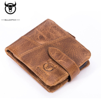Bullcaptain Men Short Hasp Wallet Genuine Leather Men's Purse Vintage Male Coin Pocket Card Holder Luxury Money Bags JYB021