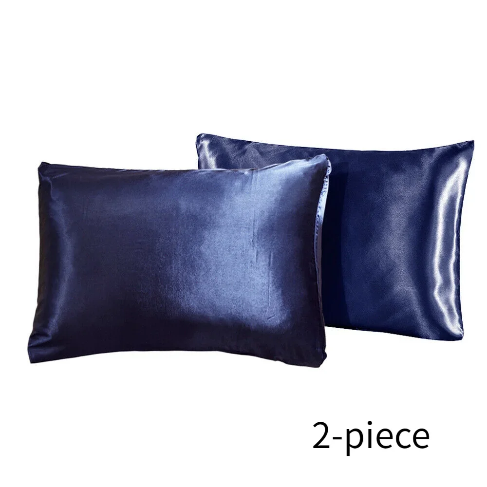 2-piece Pure Emulation Silk Satin Pillowcase ice-cold Comfortable Pillow Cover Pillowcase For Bed Throw Double Pillow Covers