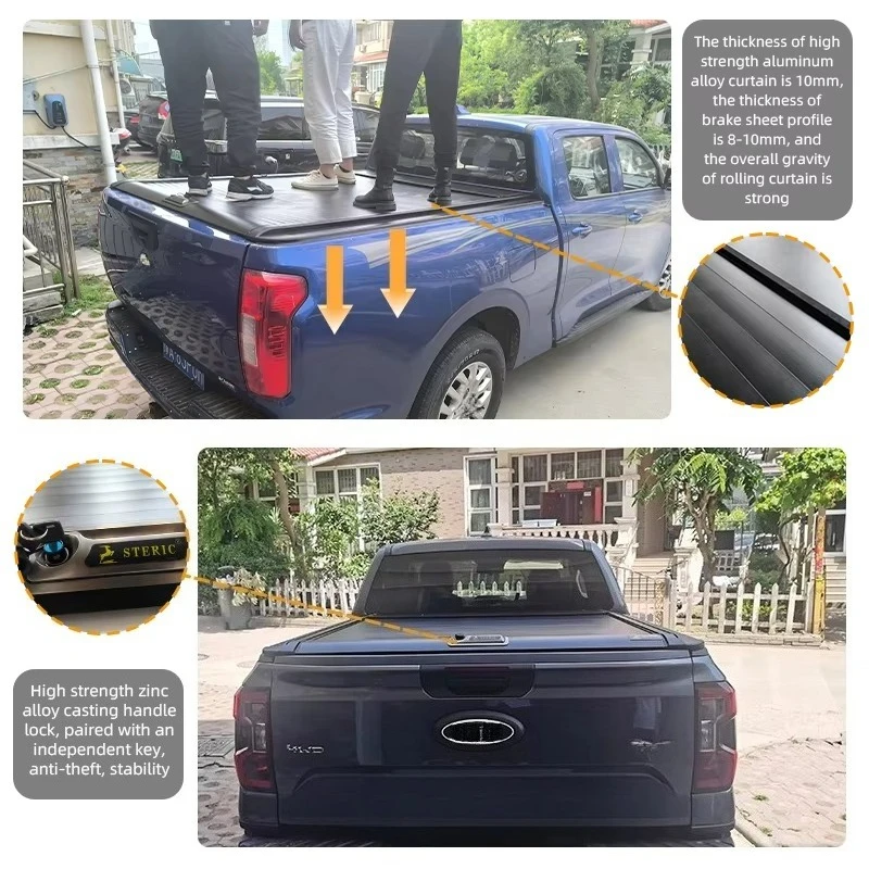 Aluminum Alloy Waterproof Locking Retractable Hardtop Tonneau Cover for Ford Maverick Navara NP300 Manual Operation Tailbox