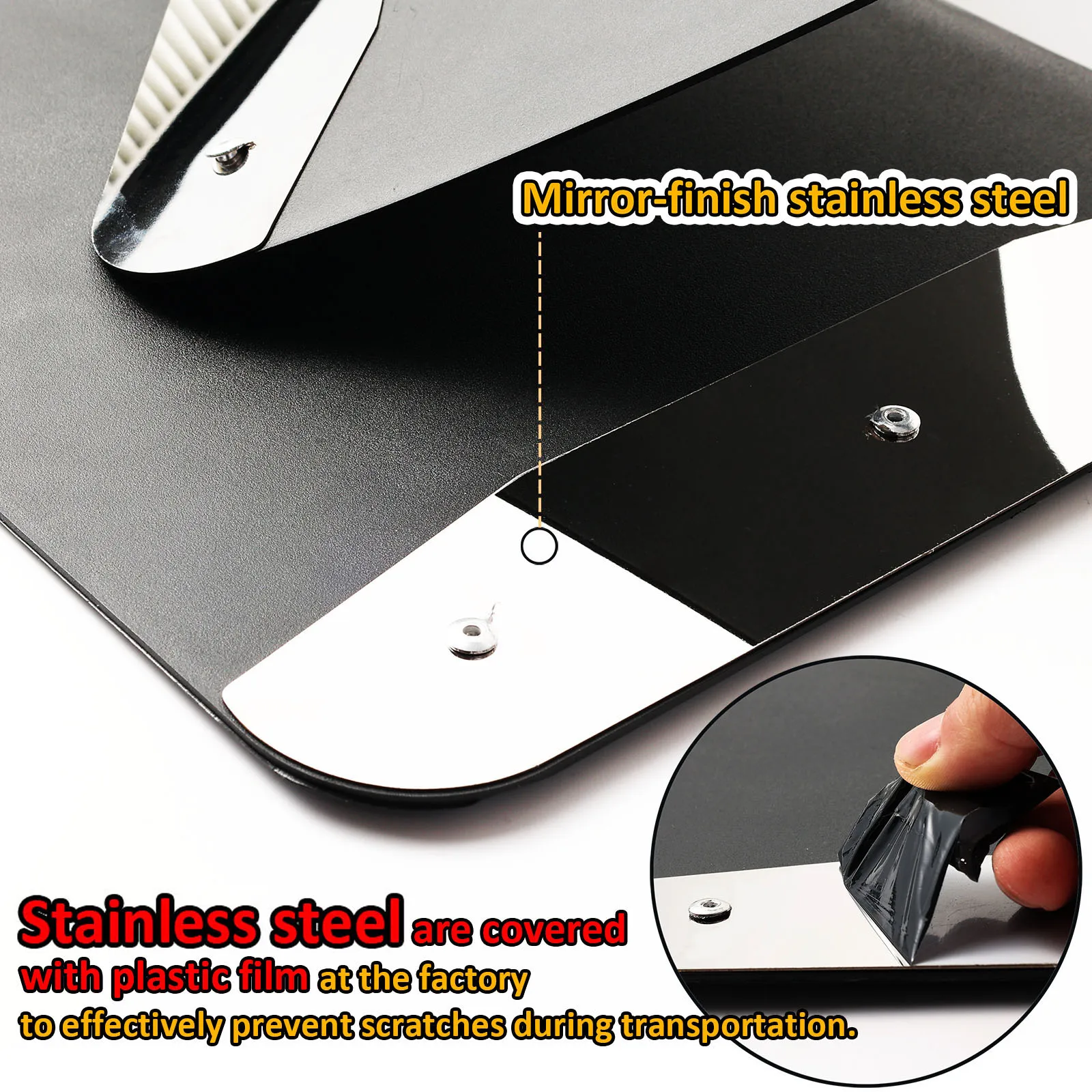 2PCS Universal Rally Car Truck Pickup Mud Flaps Stainless Steel Plates Night Reflectors Splash Guards Mudguards Fender & Clips