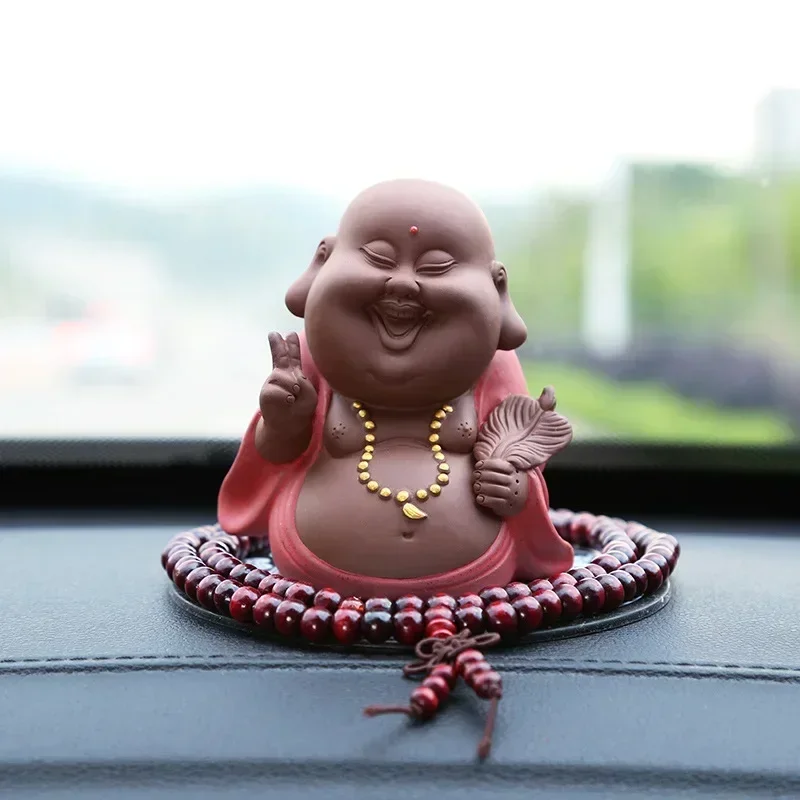 Ceramics Smiley- Potbelly Amitabha Character decoration statue，Modern art sculpture Home living room ，car ，tea set decoration