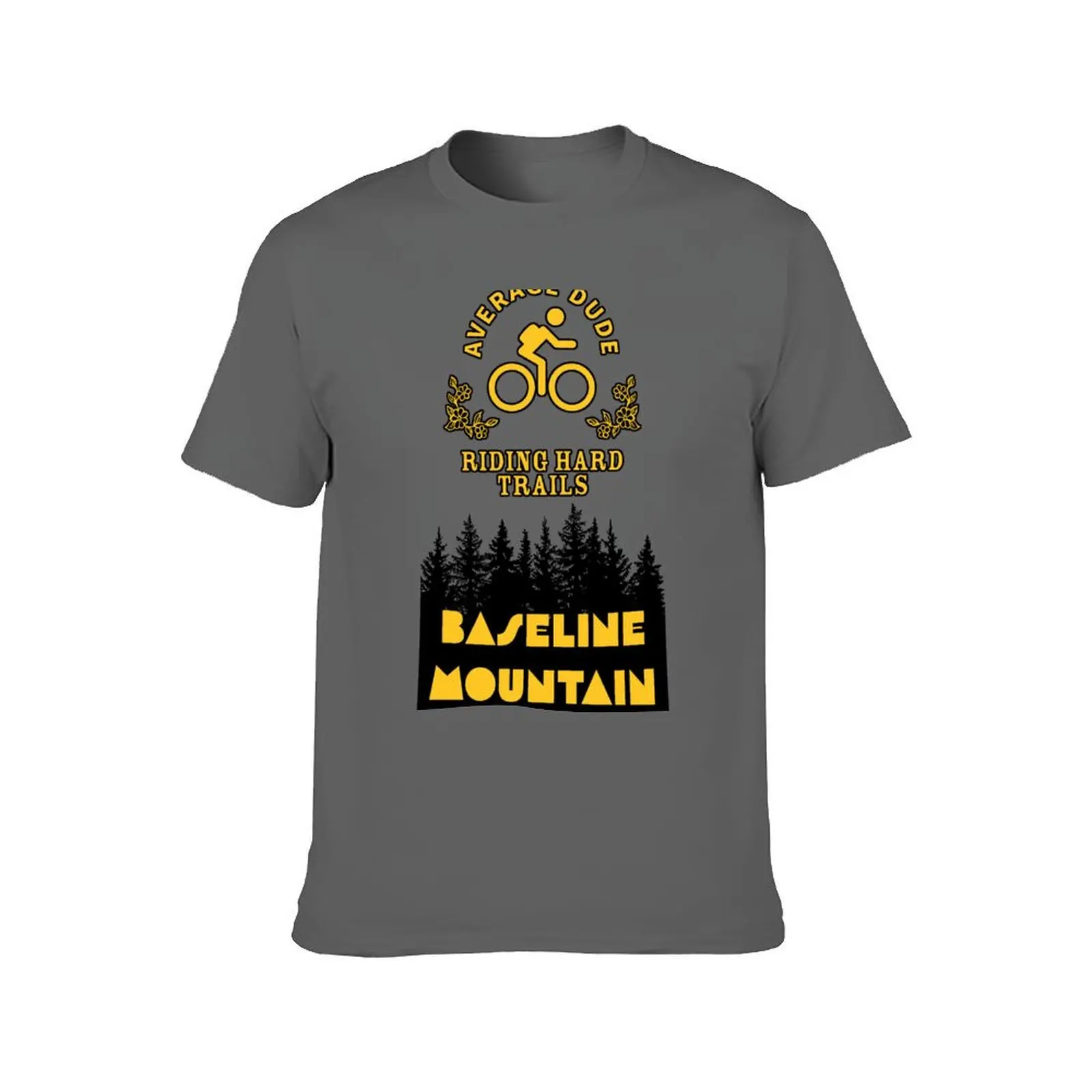 Average dude riding hard trails - Baseline Mountain - Flegrei font T-Shirt cheap stuff plain black t shirts for men