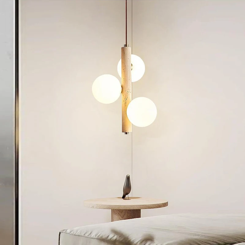 الأصلي الخشب الأصفر كهف حجر مطعم قلادة الخفيفة، الرجعية الأصفر النفط السرير اللوح الأمامي مصباح زجاجي بيت الضيافة #2