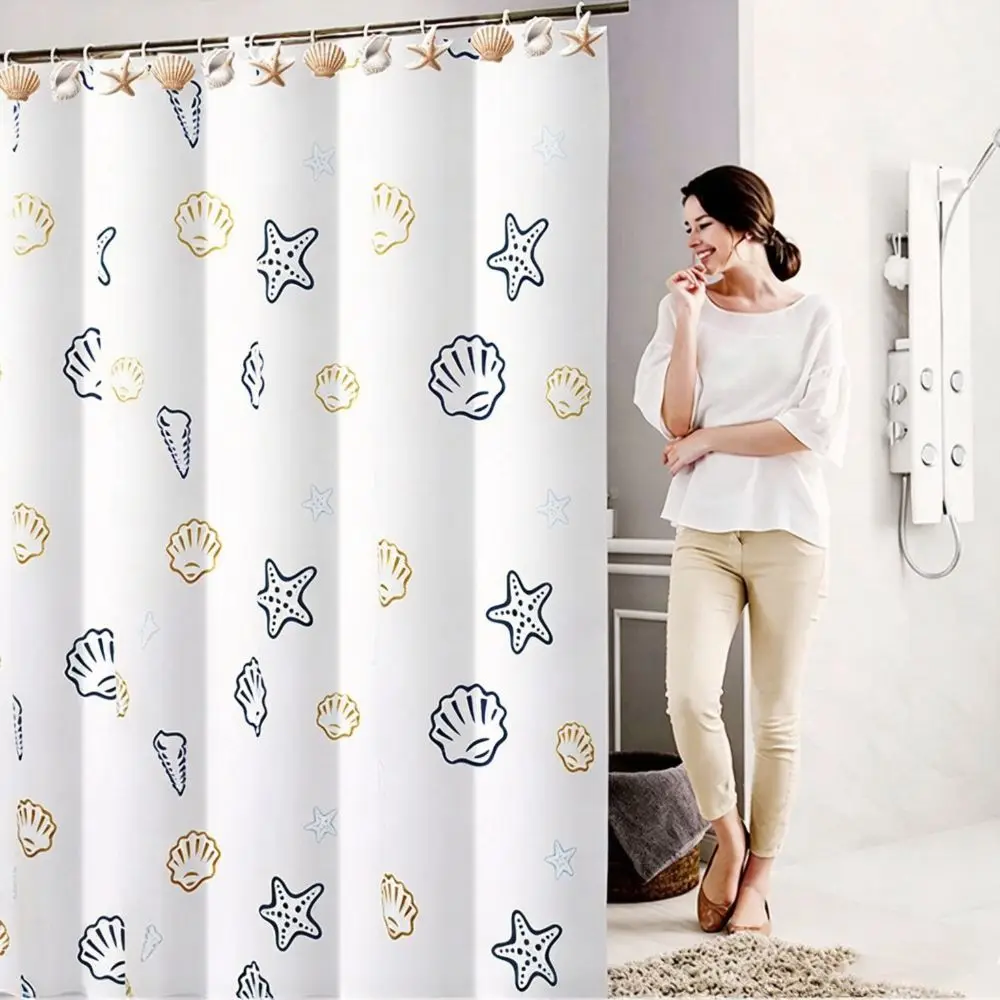 12 Pieces Shower Curtain Hooks Resin Material Conch Shell Design Ocean Theme Curtain Rings Starfish Design Curtain Rings Style