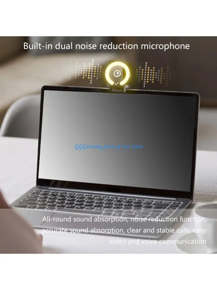 

H9EB Professional 4K Webcam Auto Focuses Adjustable Brightness Rings Light For Streaming Meetings
