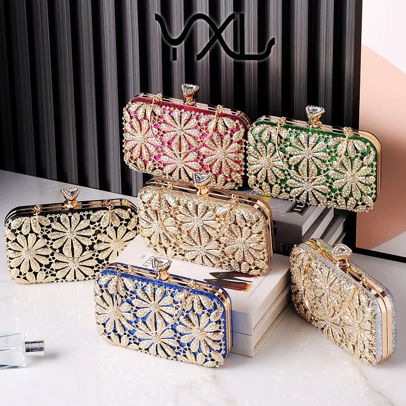 Nesitu Diamond Women Make Up Cosmetic Evening Shoulder Messenger Clutch Bag Phone Purse Red Green Silvery Golden Black M88200