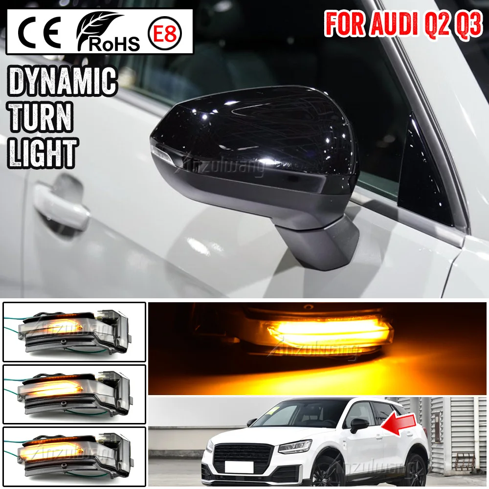

2pcs Dynamic Flowing Turn Signal Light Side Rearview Mirror Indicator Blinker Light For AUDI Q2 GA 2018-2020 Q3 F3 2019-2020