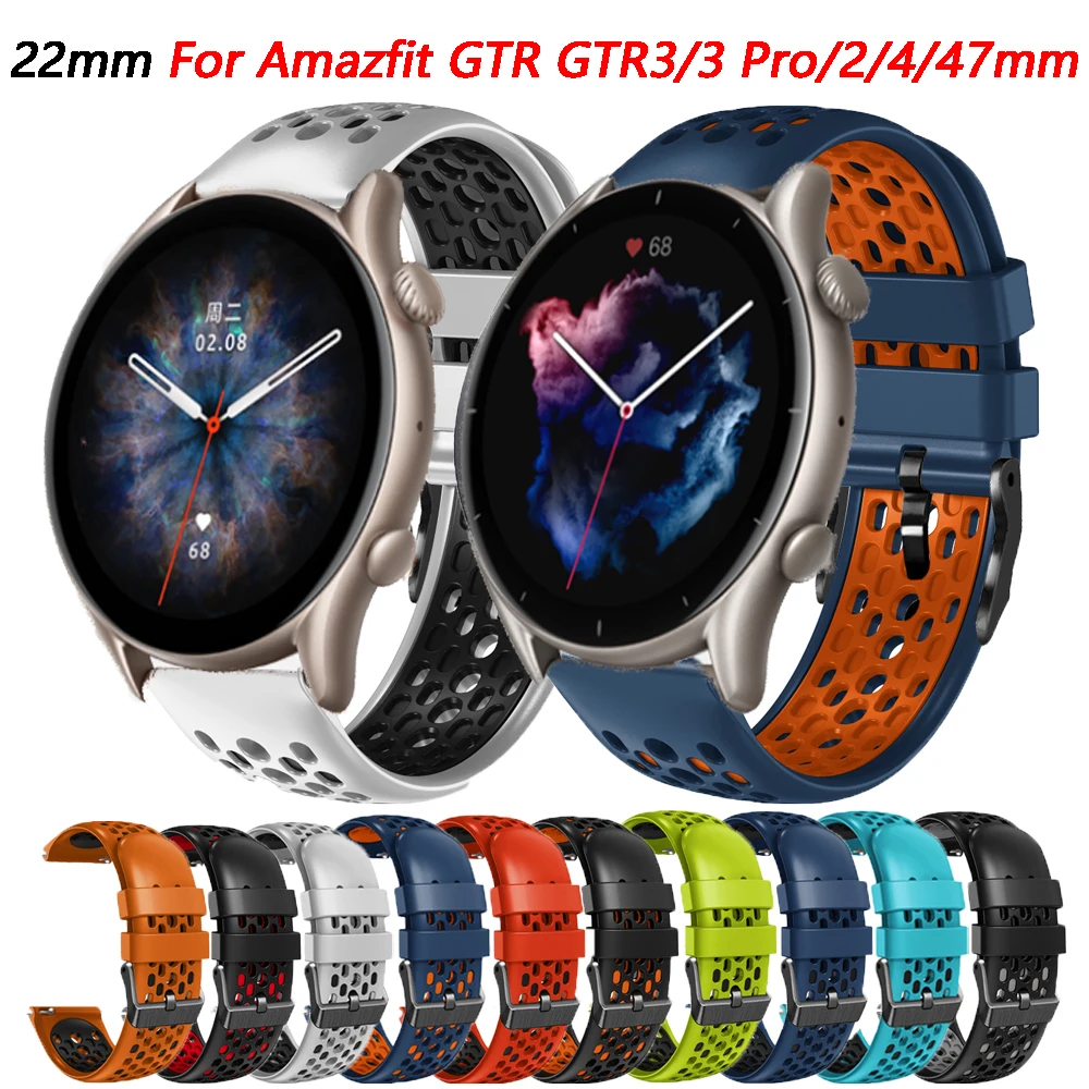 

Ремешок силиконовый для Amazfit GTR3/3 Pro/GTR2/2e/47 мм/4/stratos, сменный спортивный браслет для наручных часов, 22 мм