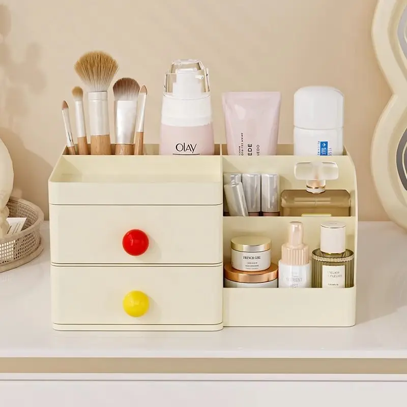 Drawer-Type Makeup Storage Box Cosmetic Lipstick Organizer for Dressing Table Compact Miscellaneous Storage Rack for Beauty Esse