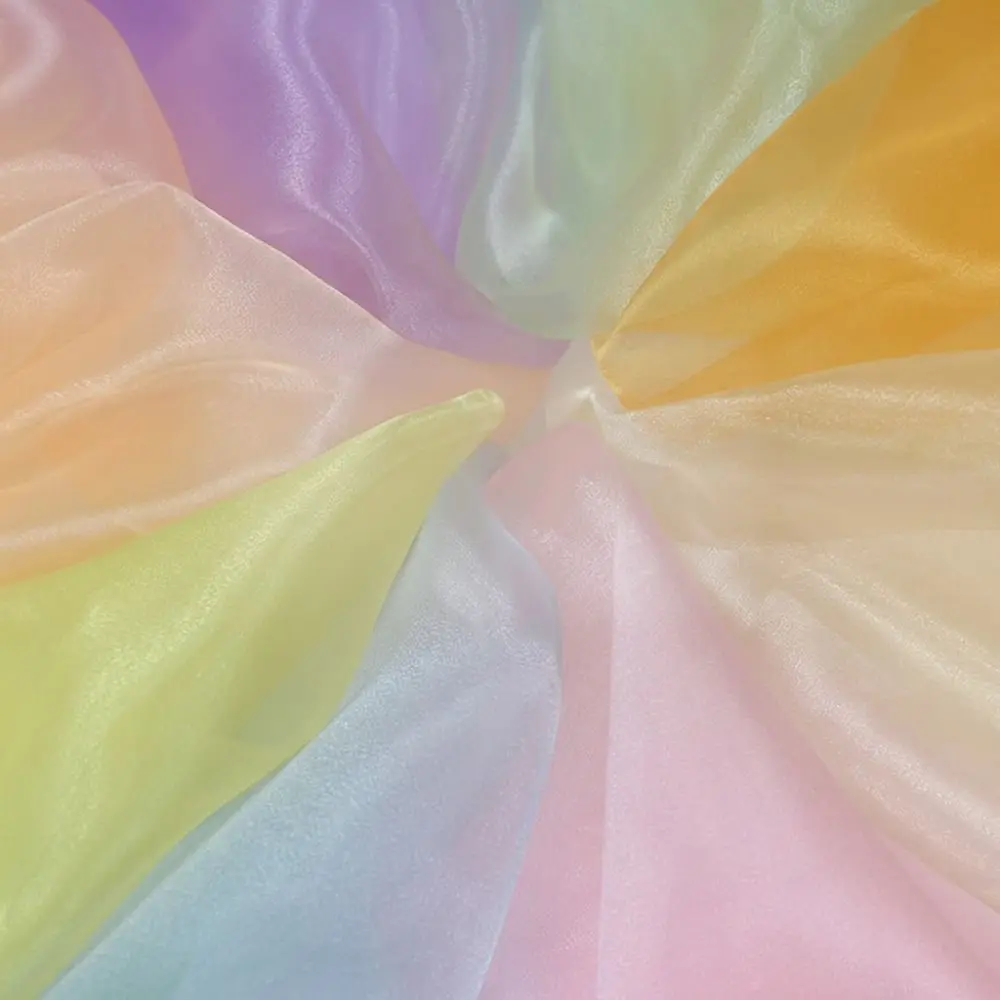 100X150cm Organza Mesh Fabric Lightweight Glossy Smooth Sheer Organza Fabric Colorful Gauze Fabric Sheer