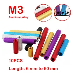 10pcs M3 Colourful Aluminum Knurled Standoff Spacer Standoffs Column Stud M3*6/8/10/12/15/20/25/27/30/35/37/40/45/50/55/60mm