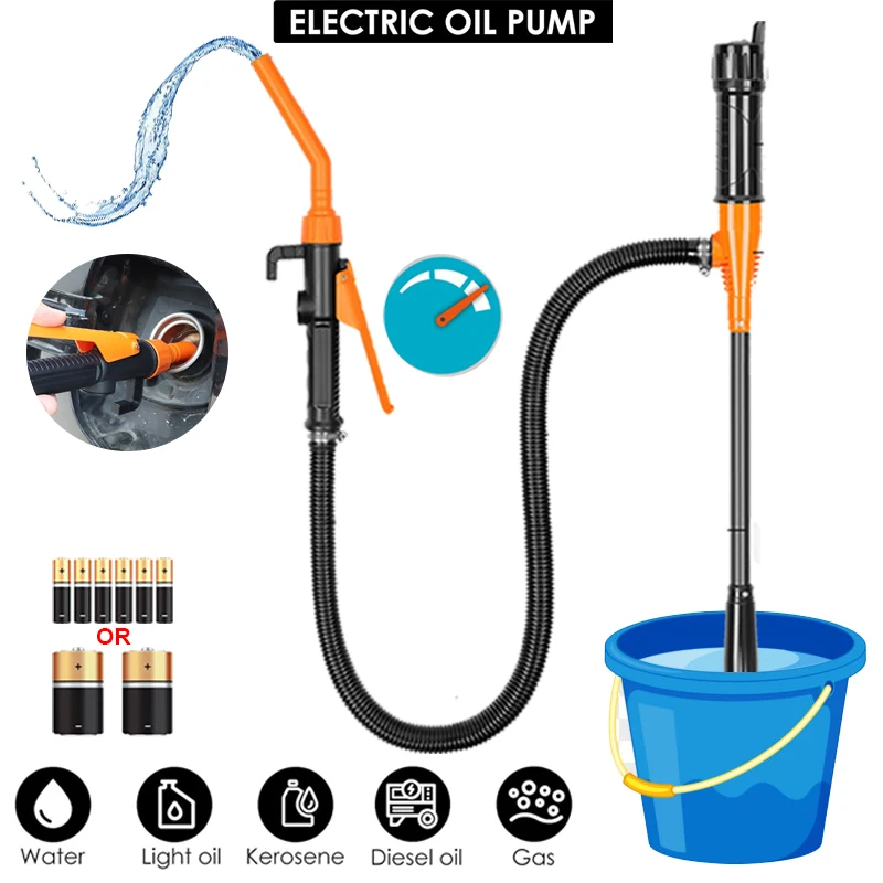 

Portable 12V Electric Oil/Fuel Transfer Pump, Battery-Powered Liquid Siphon Pump for Cars, Trucks, Gas, Water with Hose