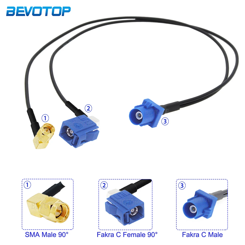 

1Pcs Fakra C Male to 1*Fakra C Female 90 Degree &1*SMA Male Connector Splitter Y Shape RG174 RF Coaxial Cable for GPS Navigation