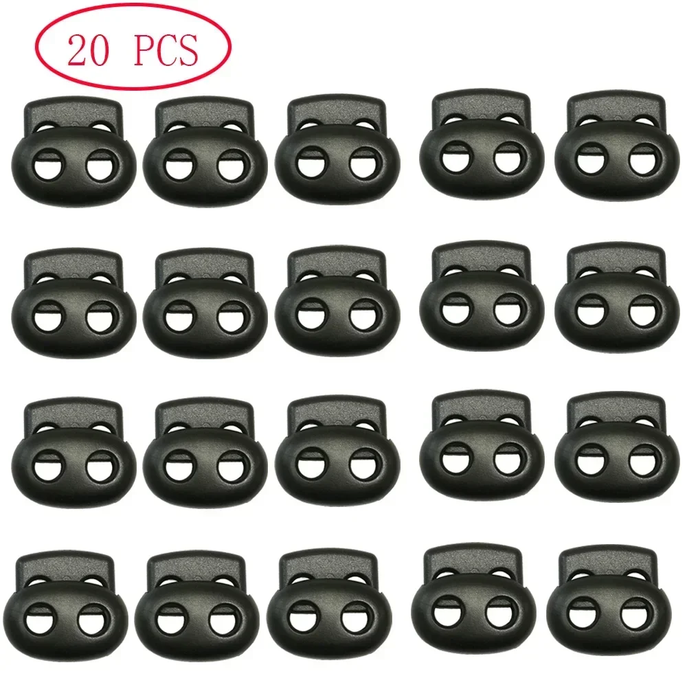 20PCS 5mm Hole Spring Cord Locks, Durable Plastic Toggle Adjuster Stopper Clips for Bungee Cord Drawstring Shoelace DIY Projects