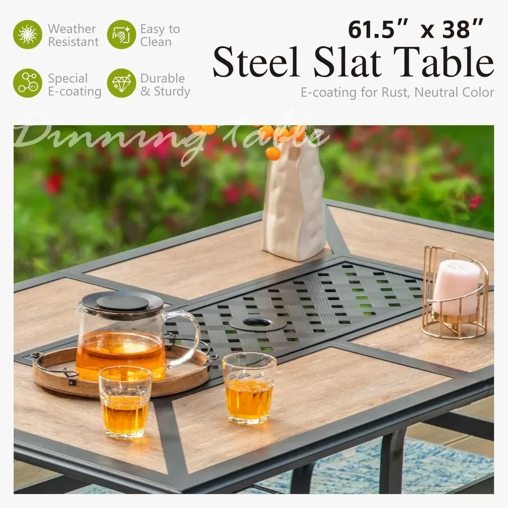 

Hot-sellingSophia & William Rectangular Outdoor Dining Table with 1.6"-2" Adjustable Umbrella Hole, 6 Person Patio Table for Out