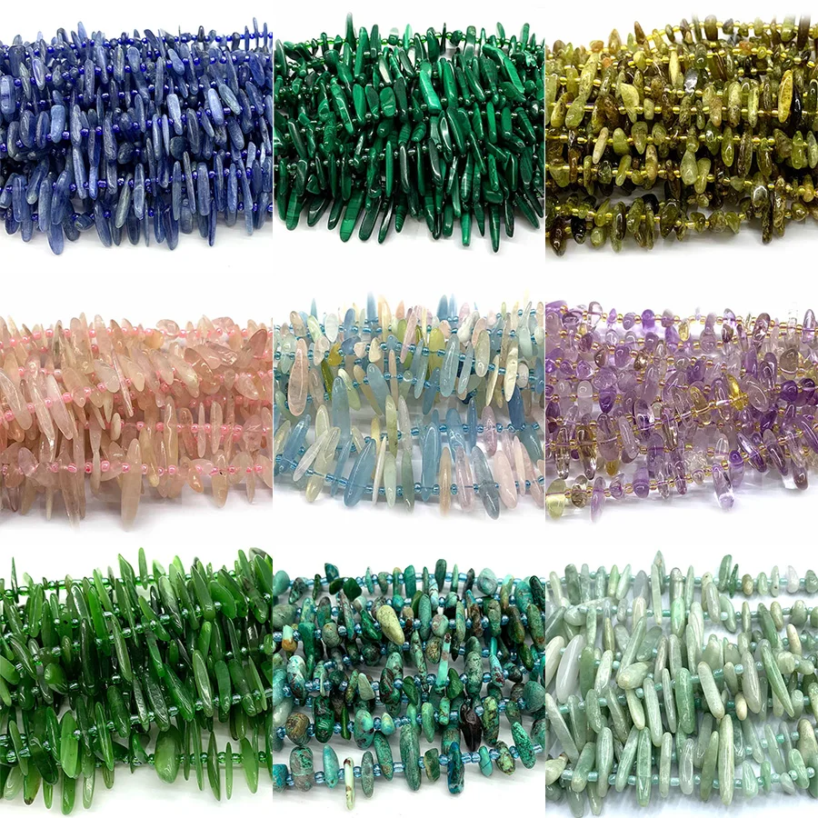 Veemake Slabs Slices Stick Teeth Drill Side Comb Beads Kyanite Aquamarine Rhodochrosite Chrysocolla Chrysoprase Moonstone C3