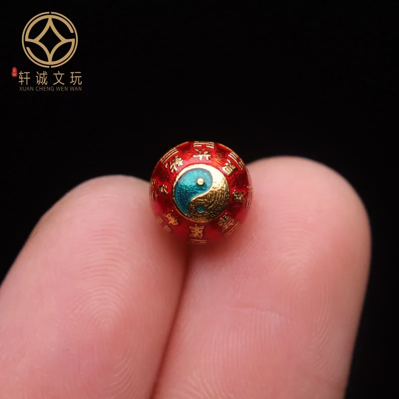 Original Painted Tai Chi Bagua Symbol Top Waist Spacer Beads Handmade Stringing DIY Meditation Unique Craft For Mala Accessory