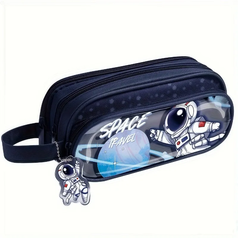 Hand Carry Large Capacity Children's Cartoon Simple High Quality Unisex Visual Waterproof Pencil Bag Stationery Box Storage Box