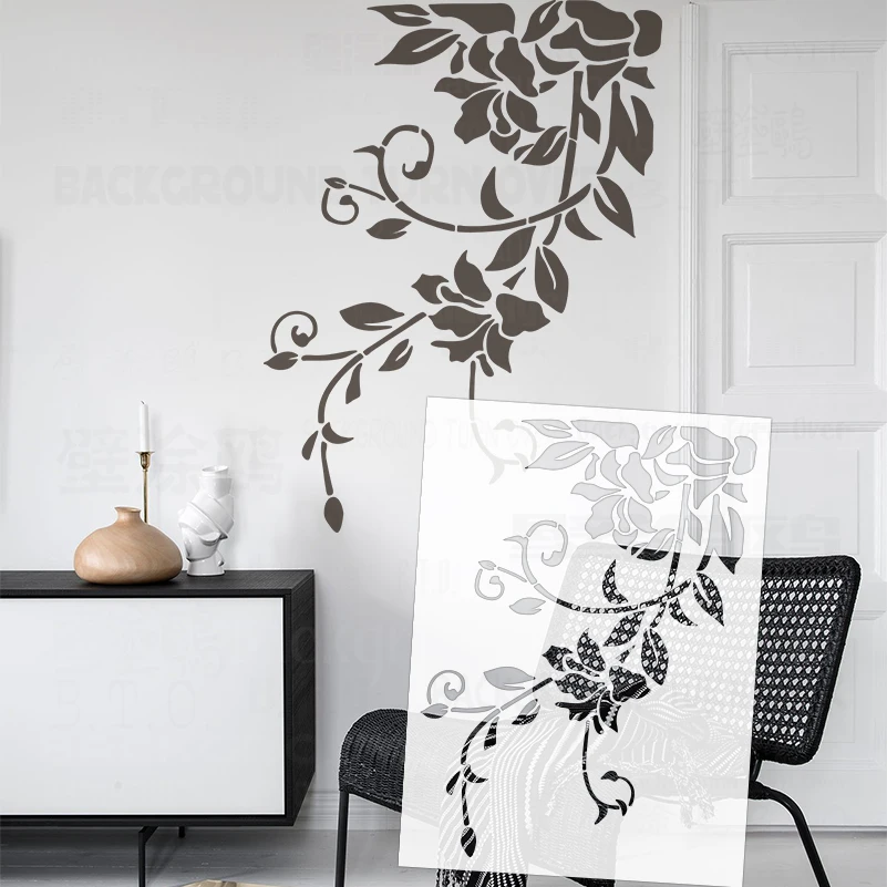 

67-120 см настенный трафарет для рисования, шаблон для декора, для декора, шпаклевка, декоративный рисунок, дополнительный плющ, винтажный лист S585