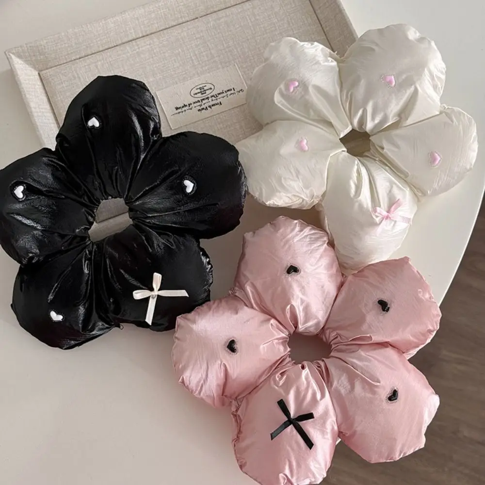 Sweet Flower Shape Flower Scrunchies Cloth Sponge Large Satin Hair Scrunchies Oversize Korean Style Exaggerated Hair Ring Women