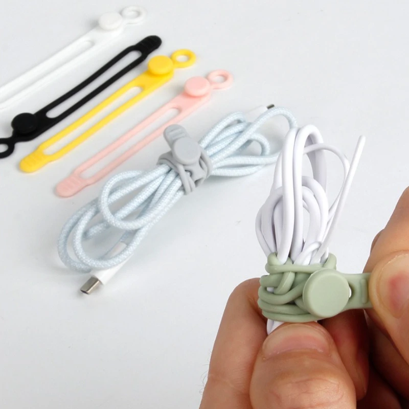 

Reusable Silicone Self-Locking Cable Ties - Colorful Cord Organizer for Travel Wire Wrap for Earphone Charger Cables Shoelace