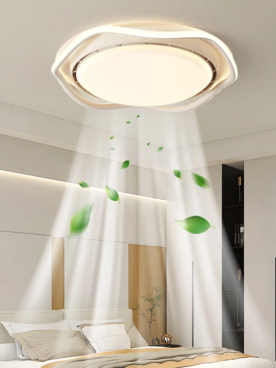 2025 New Smart Silent LED Ceiling Fan Light: Modern Minimalist Round Design, for Bedroom (Bladeless)