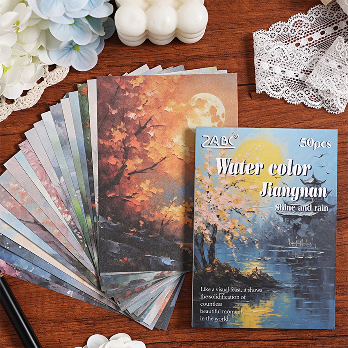 50 Sheets/Pack Vintage Pattern Creative Decorative Paper,Various Pattern Designs For Handbook Diy Decoration Backgrounds