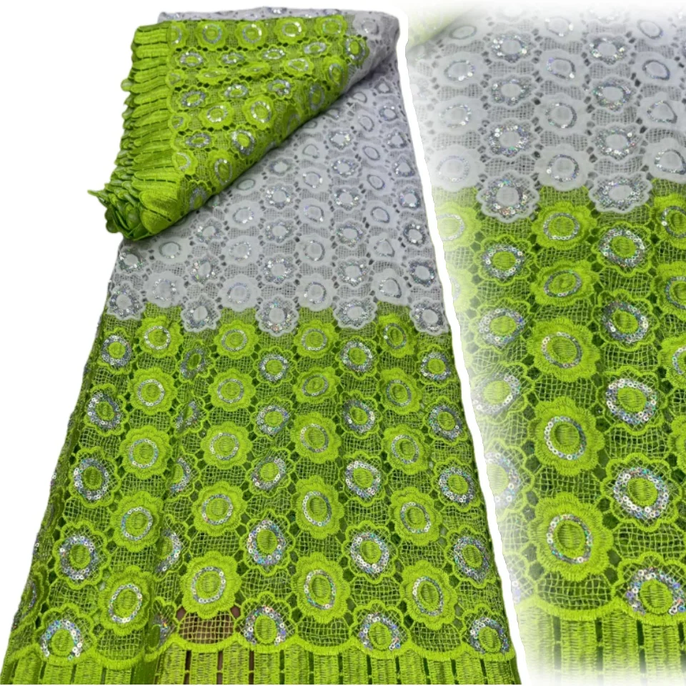 

5 Yards Sequins Cord Fabric Nigerian Guipure Cord Lace Sequence Tulle Lace Fabrics Sequins Lace for Dress Sewing TP1755